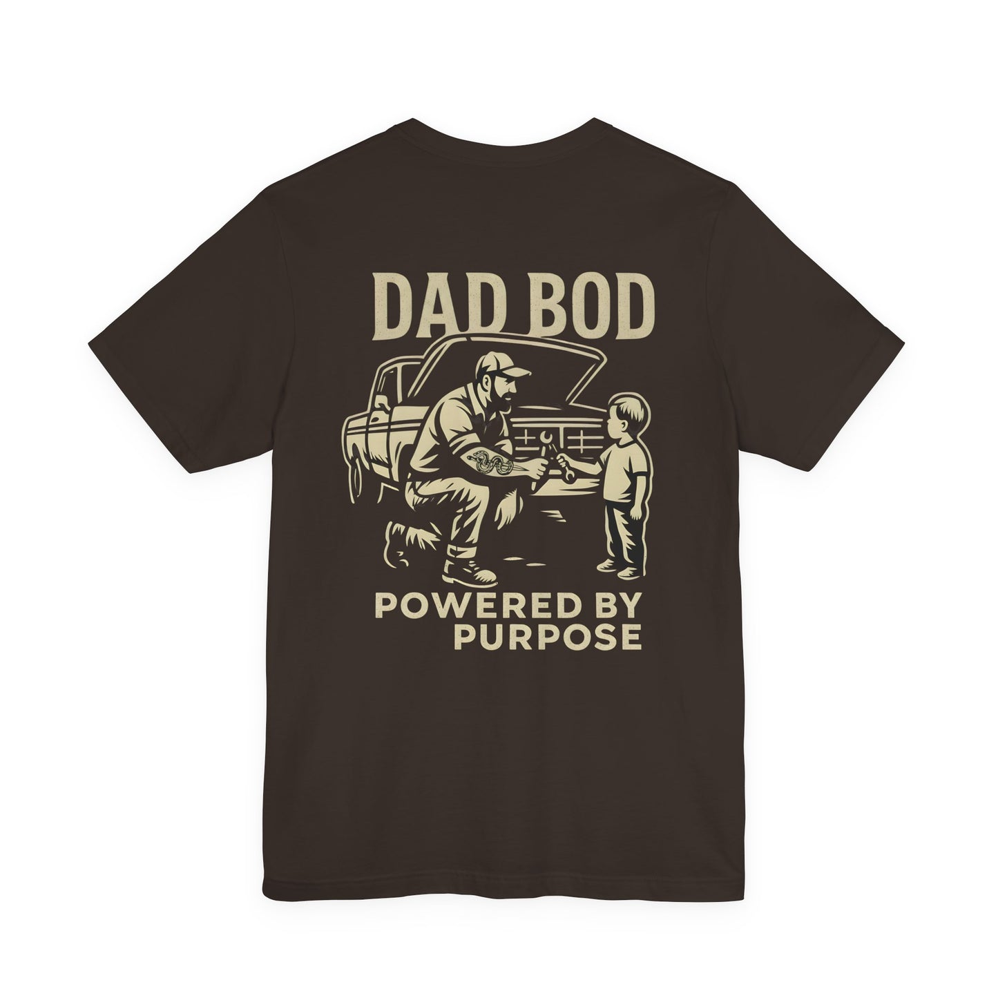 Dad Bod Tee – “Dad Bod Powered by Purpose” Vintage Fatherhood T‑Shirt