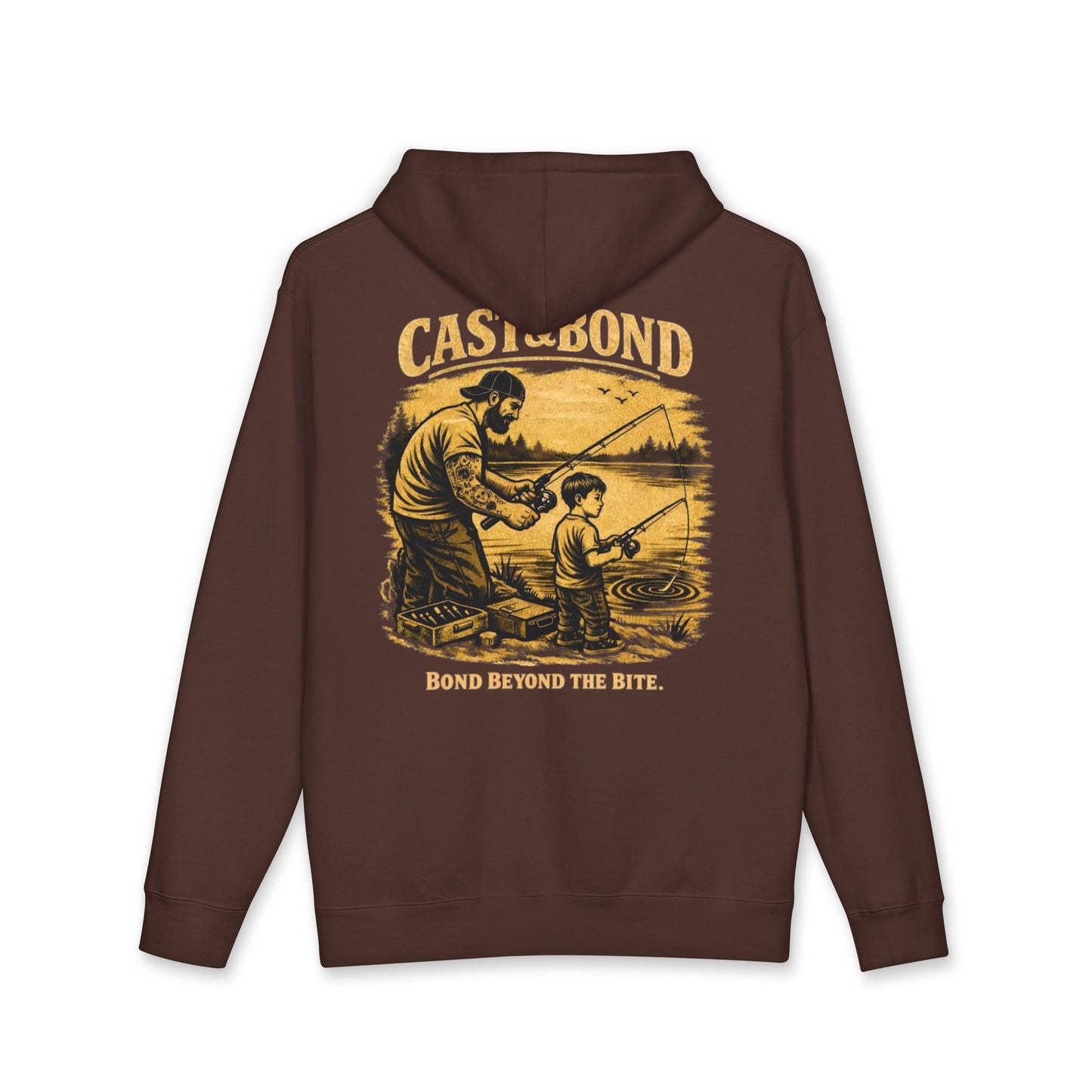Fishing Hoodie — "Cast & Bond: Bond Beyond the Bite" Dad and Son Graphic Pullover