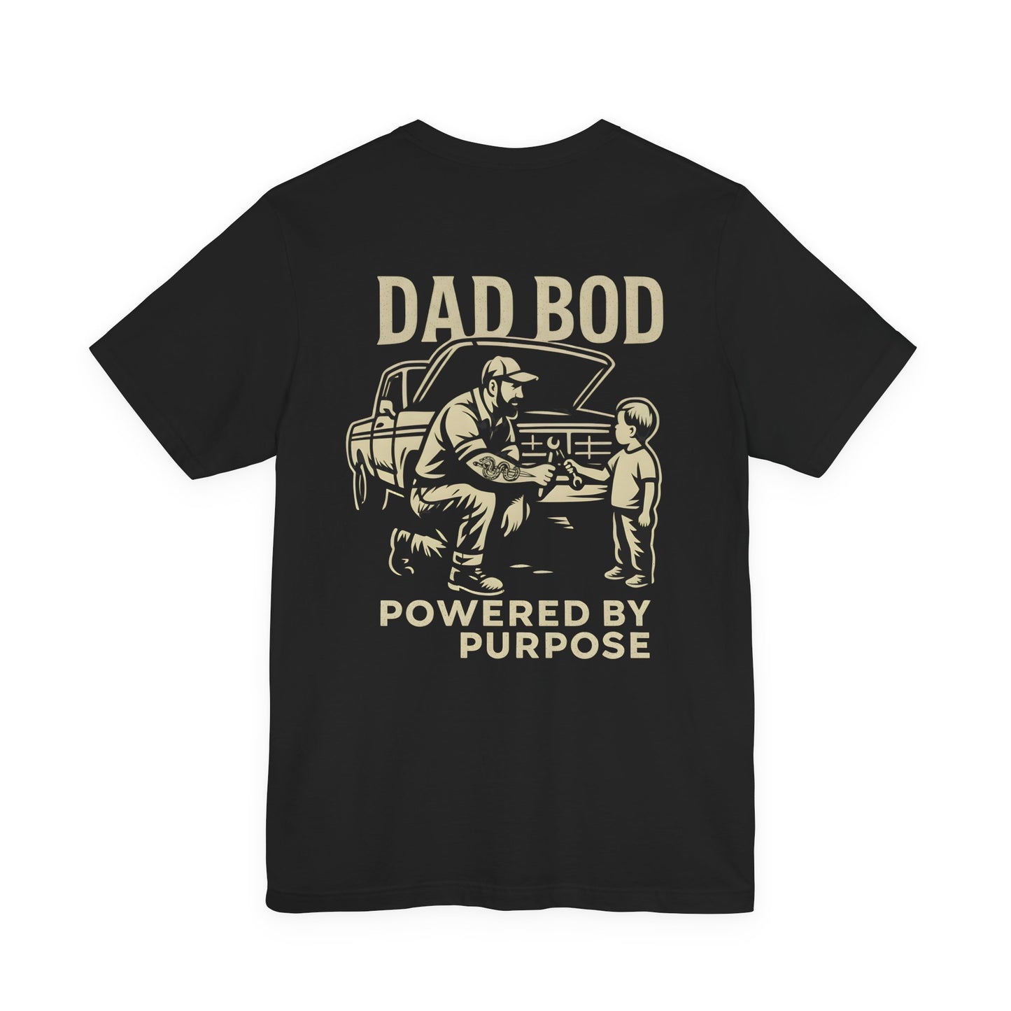 Dad Bod Tee – “Dad Bod Powered by Purpose” Vintage Fatherhood T‑Shirt
