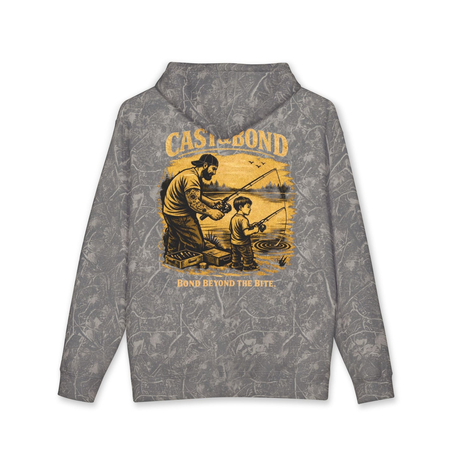 Fishing Hoodie — "Cast & Bond: Bond Beyond the Bite" Dad and Son Graphic Pullover