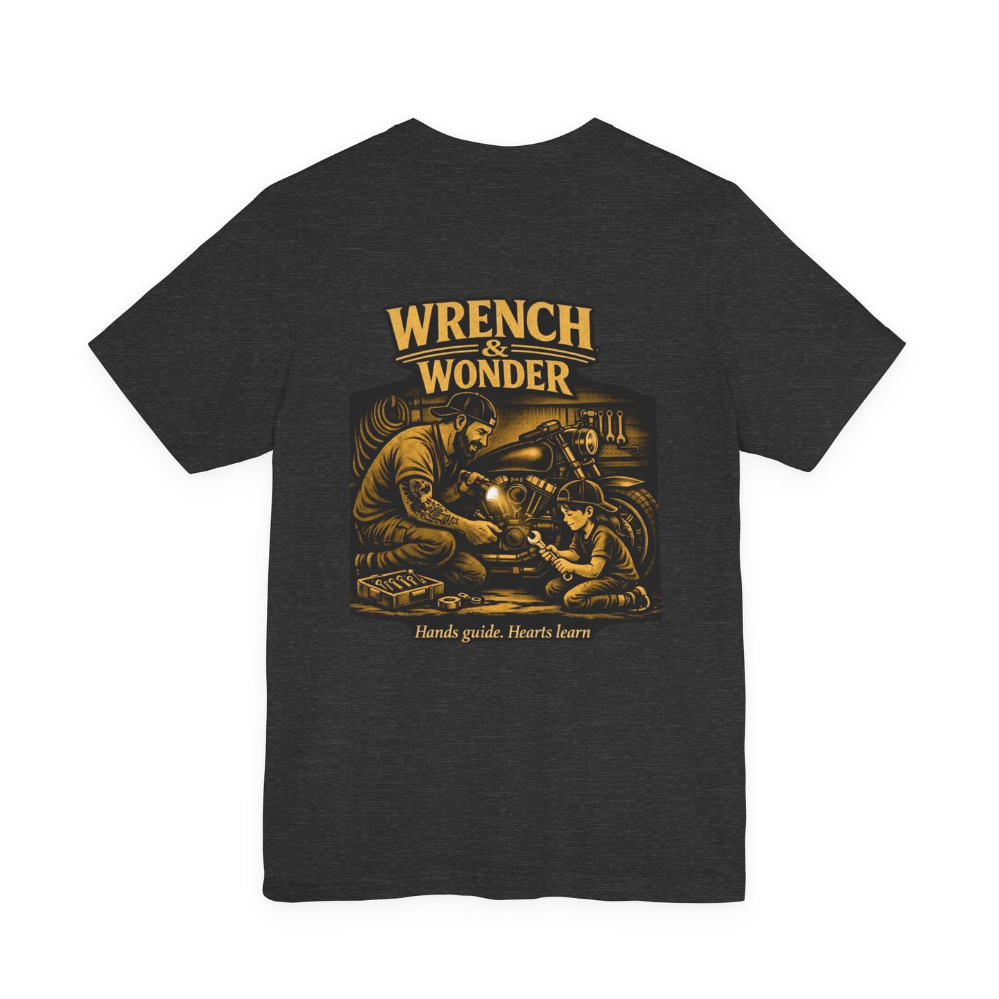 Wrench & Wonder Vintage Mechanic T-Shirt — “Hands Guide. Hearts Learn.”