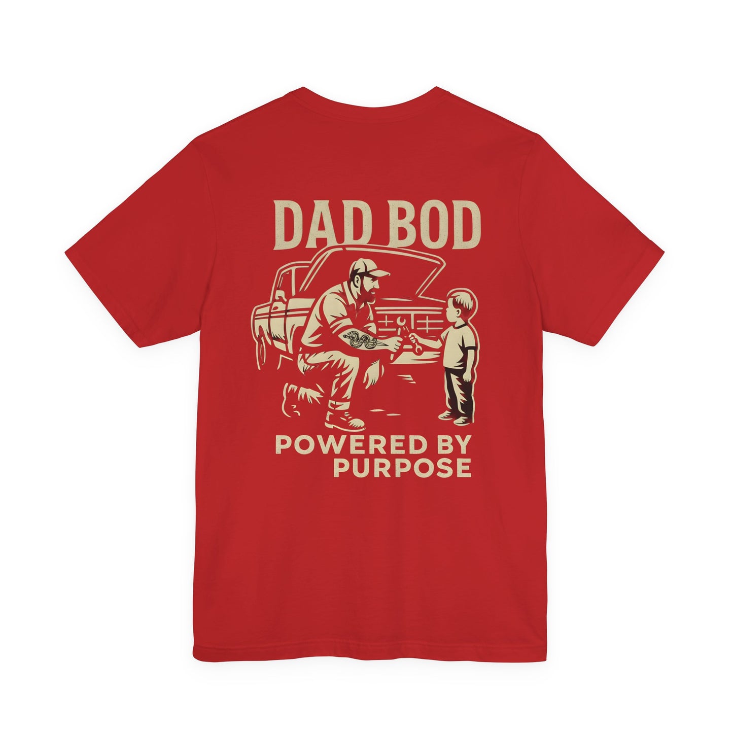 Dad Bod Tee – “Dad Bod Powered by Purpose” Vintage Fatherhood T‑Shirt