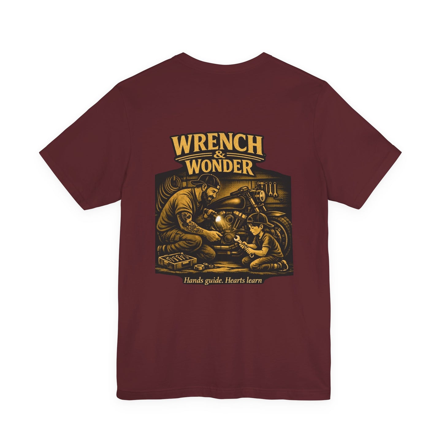 Wrench & Wonder Vintage Mechanic T-Shirt — “Hands Guide. Hearts Learn.”