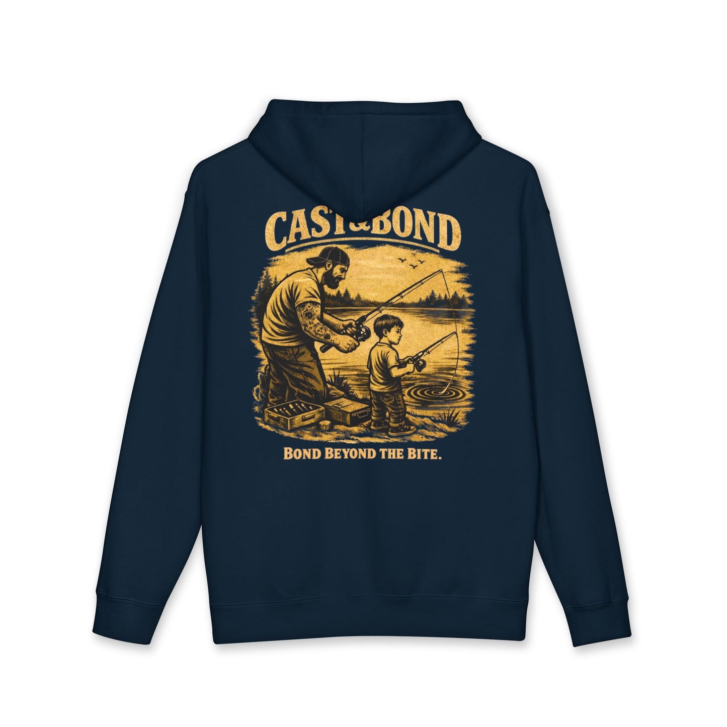 Fishing Hoodie — "Cast & Bond: Bond Beyond the Bite" Dad and Son Graphic Pullover