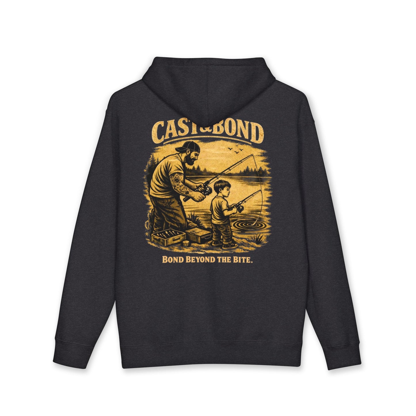 Fishing Hoodie — "Cast & Bond: Bond Beyond the Bite" Dad and Son Graphic Pullover