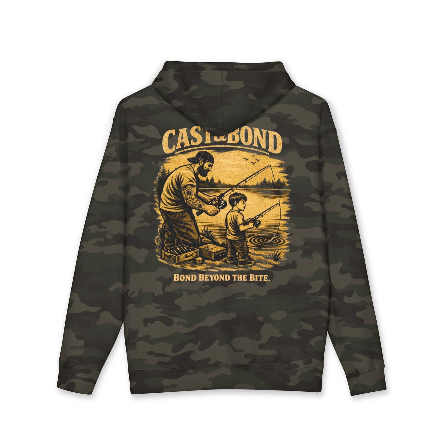 Fishing Hoodie — "Cast & Bond: Bond Beyond the Bite" Dad and Son Graphic Pullover
