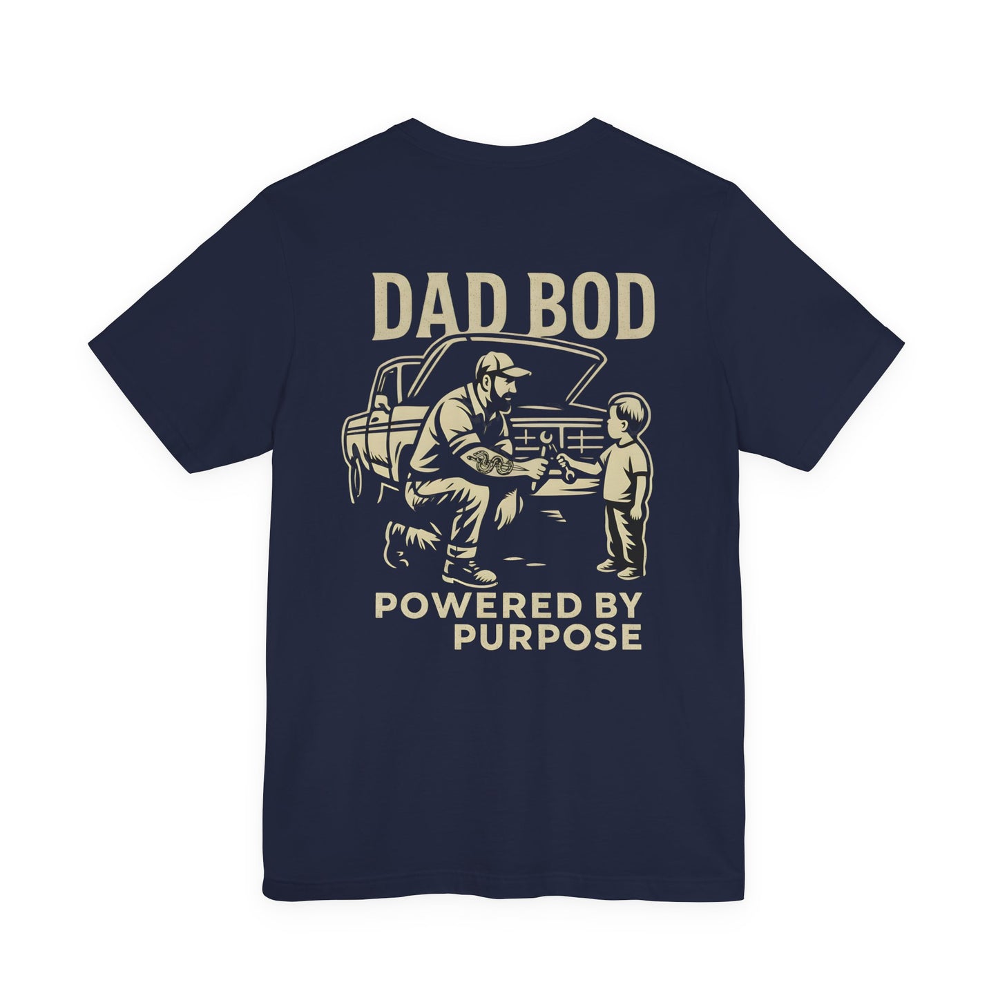 Dad Bod Tee – “Dad Bod Powered by Purpose” Vintage Fatherhood T‑Shirt